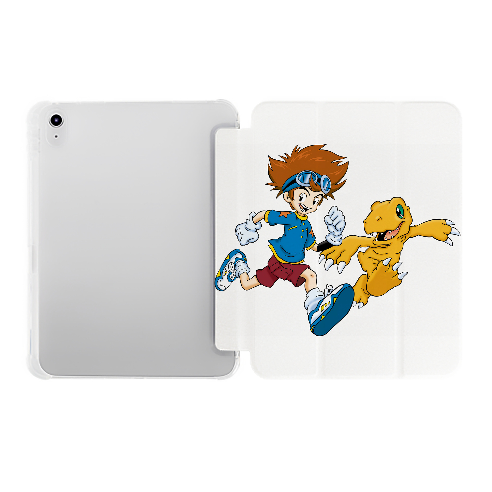 （画像用） Digimon デジタルモンスター/デジモン IPad ケース ペン収納付き 三つ折りスタンド PUレザー×シリコン 対応機種9.5/10.5/10.9インチ